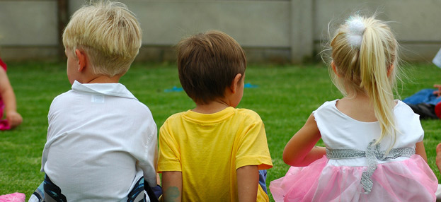 children facing away